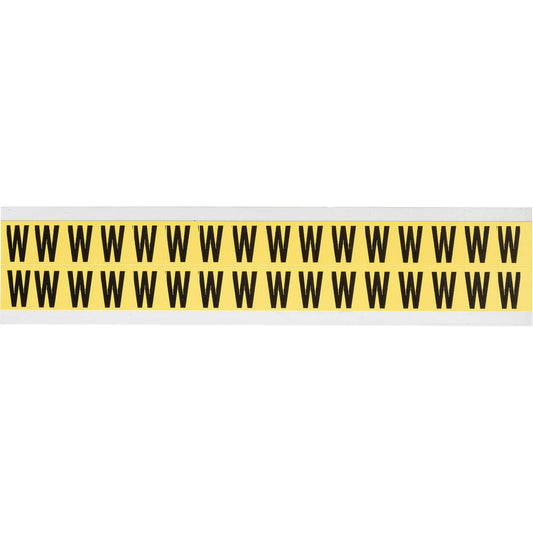 Brady Repositionable Individual Number & Letter Labels, W, 5/8" H, Black on Yellow