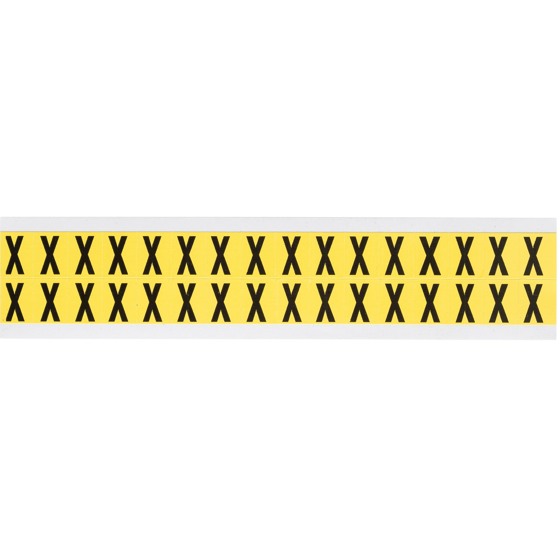 Brady Repositionable Individual Number & Letter Labels, X, 5/8" H, Black on Yellow