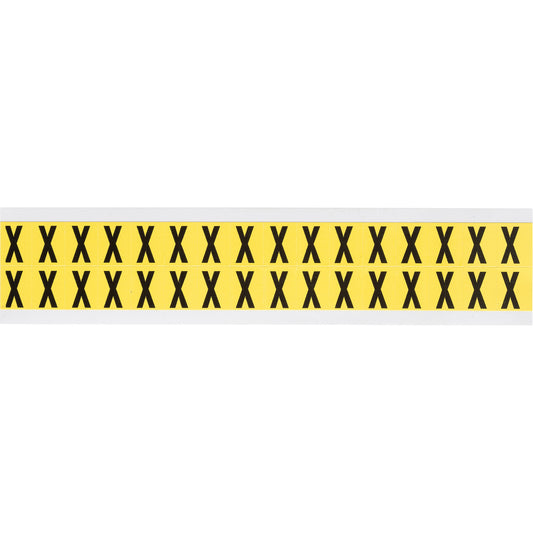 Brady Repositionable Individual Number & Letter Labels, X, 5/8" H, Black on Yellow