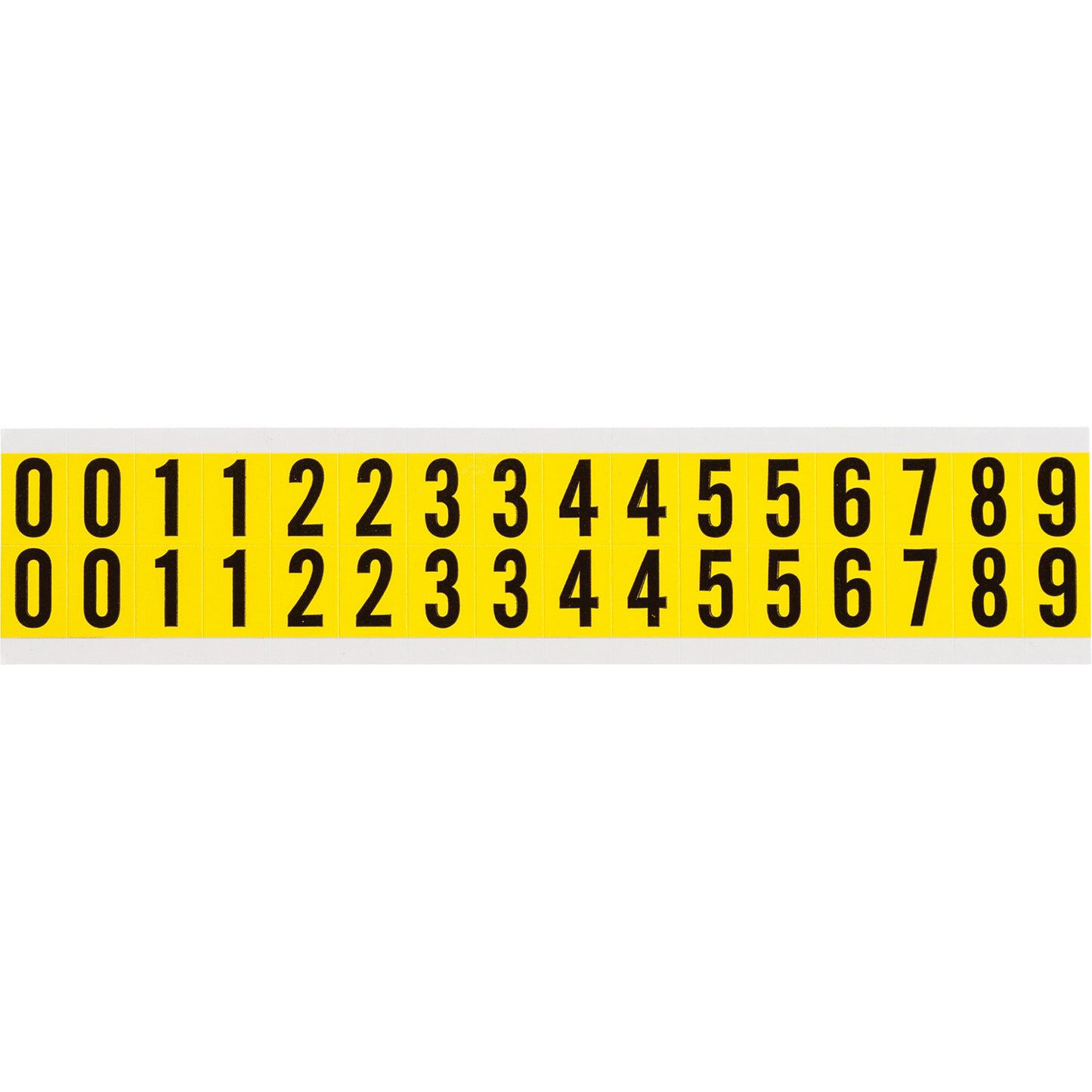 Brady Repositionable Individual Number and Letter Labels Set, 0 to 9, 5/8" H, Black on Yellow