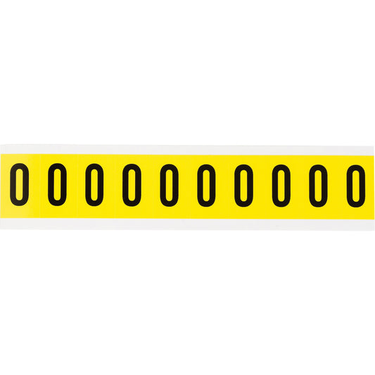 Brady Repositionable Individual Number and Letter Labels, 0, 1" H, Black on Yellow