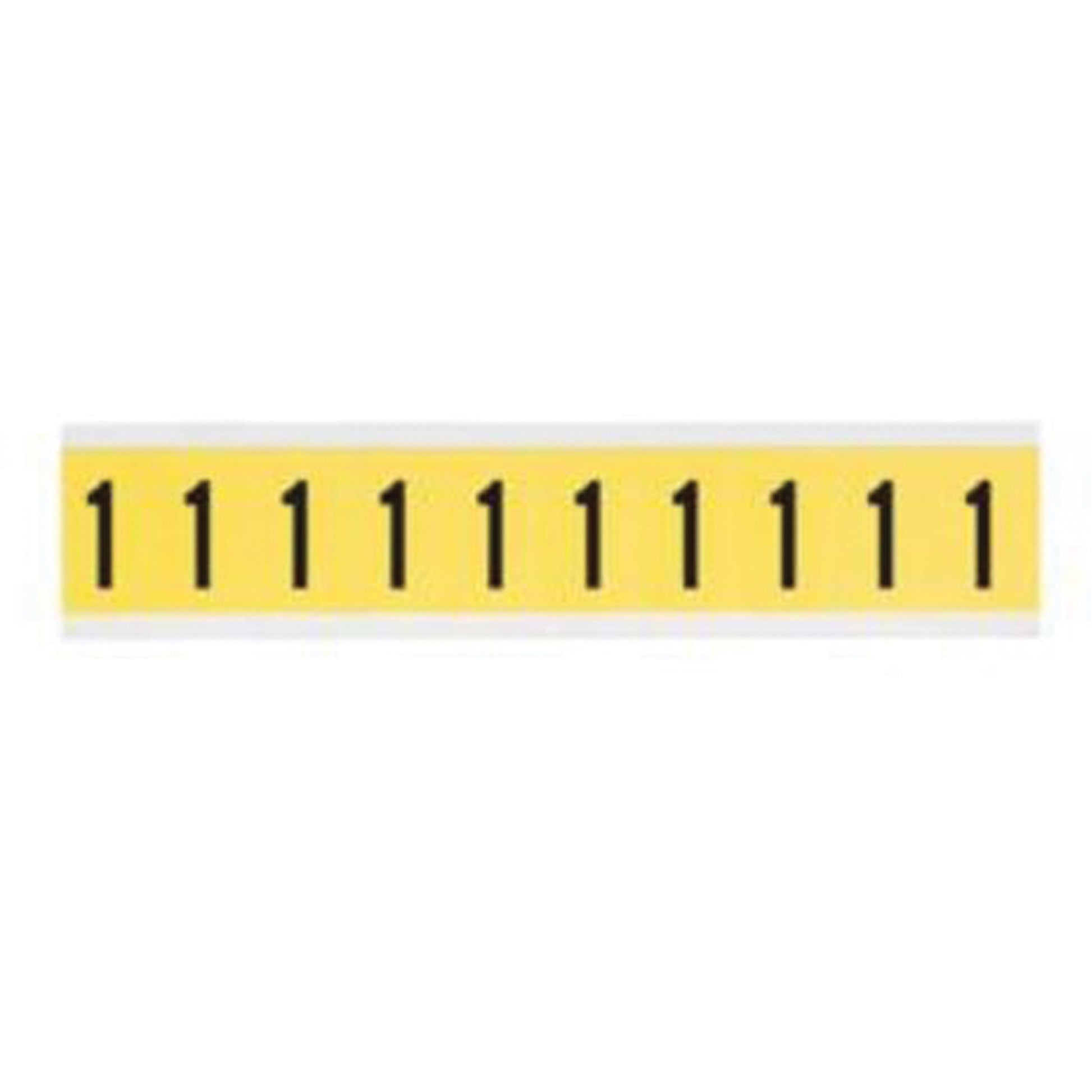 Brady Repositionable Individual Number and Letter Labels, 1, 1" H, Black on Yellow