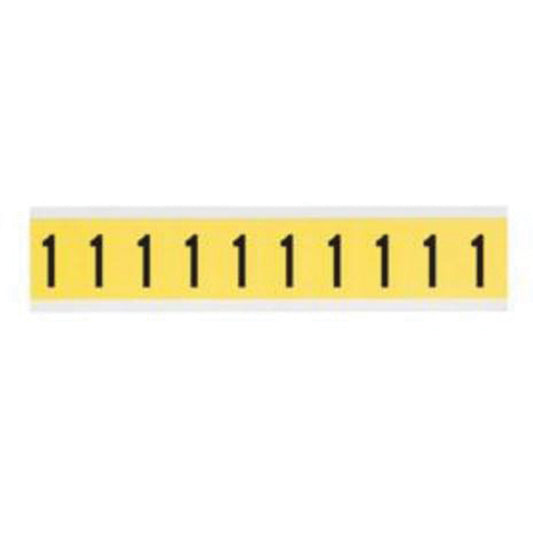 Brady Repositionable Individual Number and Letter Labels, 1, 1" H, Black on Yellow