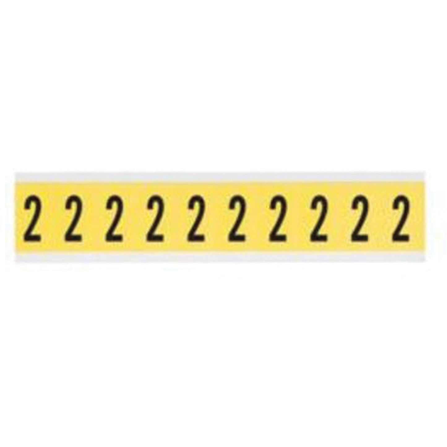 Brady Repositionable Individual Number and Letter Labels, 2, 1" H, Black on Yellow