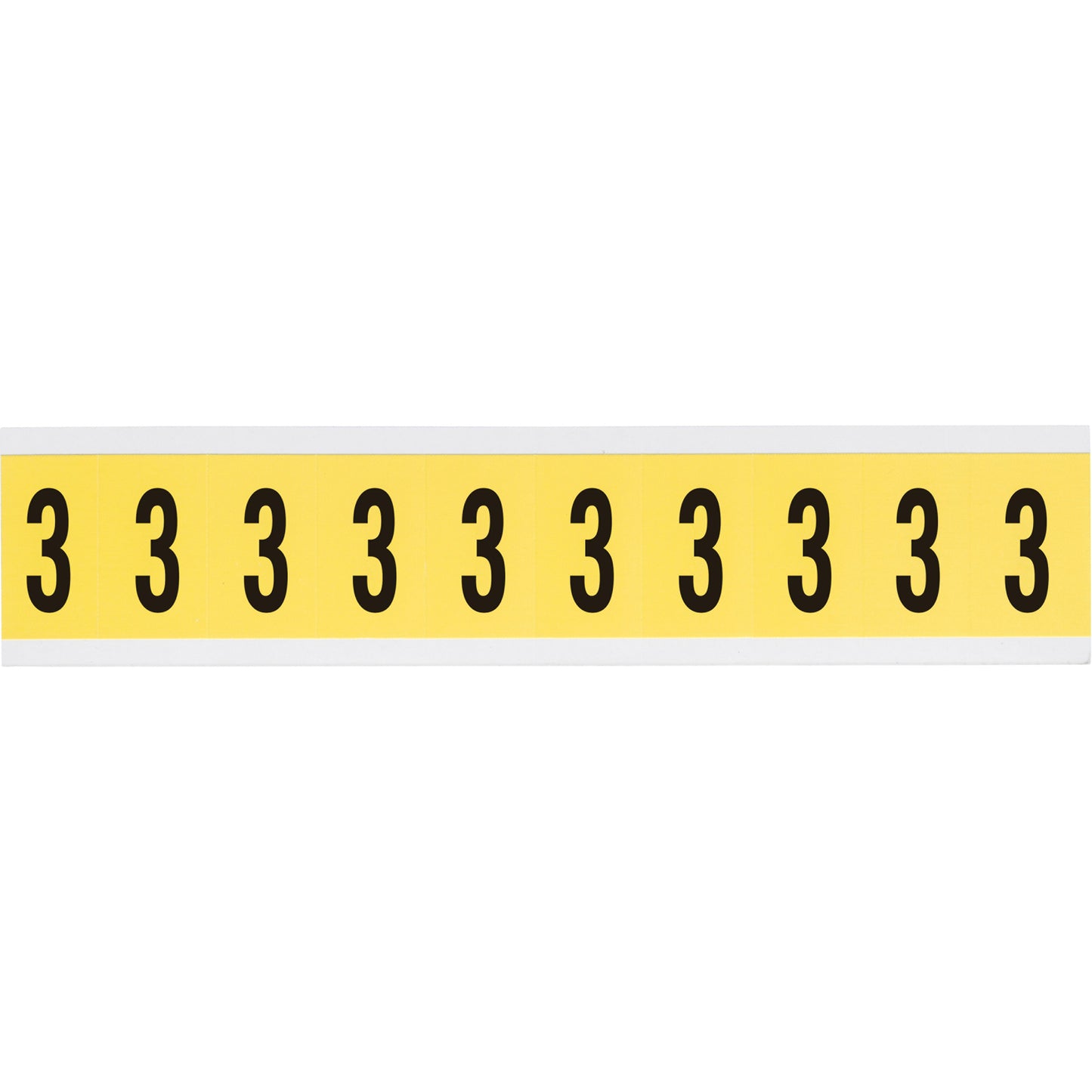 Brady Repositionable Individual Number and Letter Labels, 3, 1" H, Black on Yellow