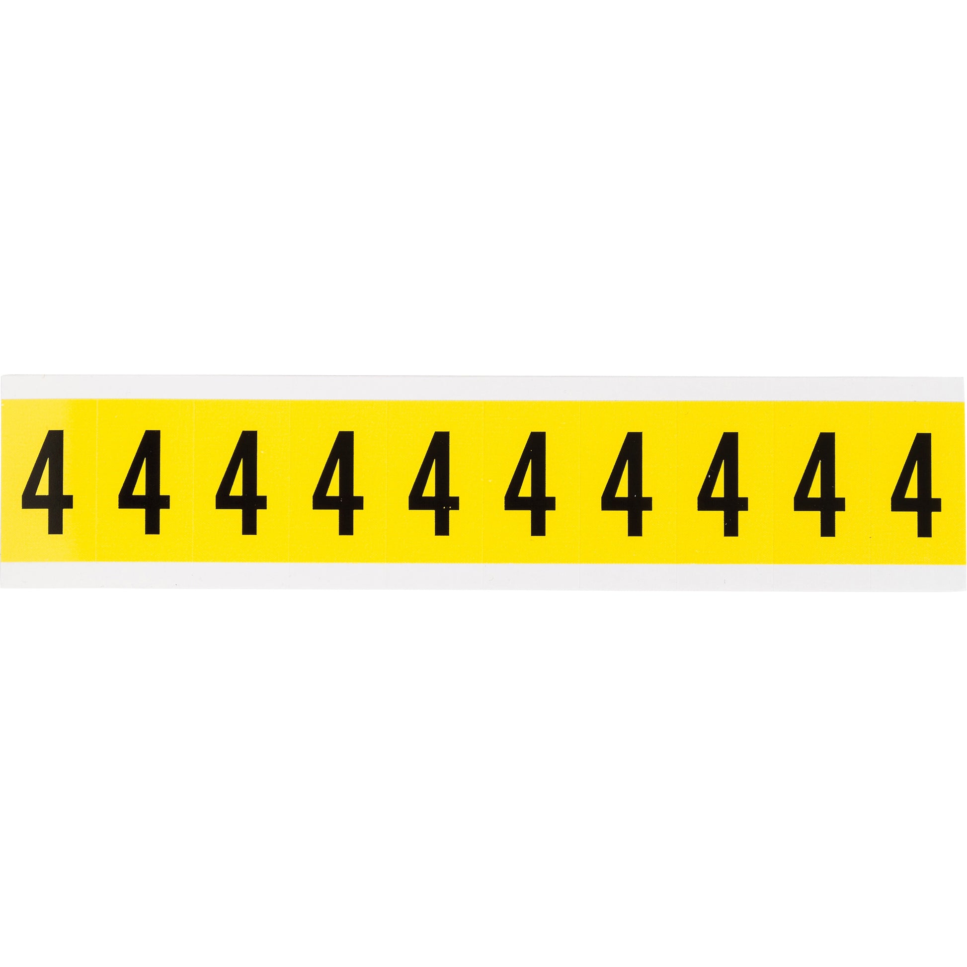 Brady Repositionable Individual Number and Letter Labels, 4, 1" H, Black on Yellow