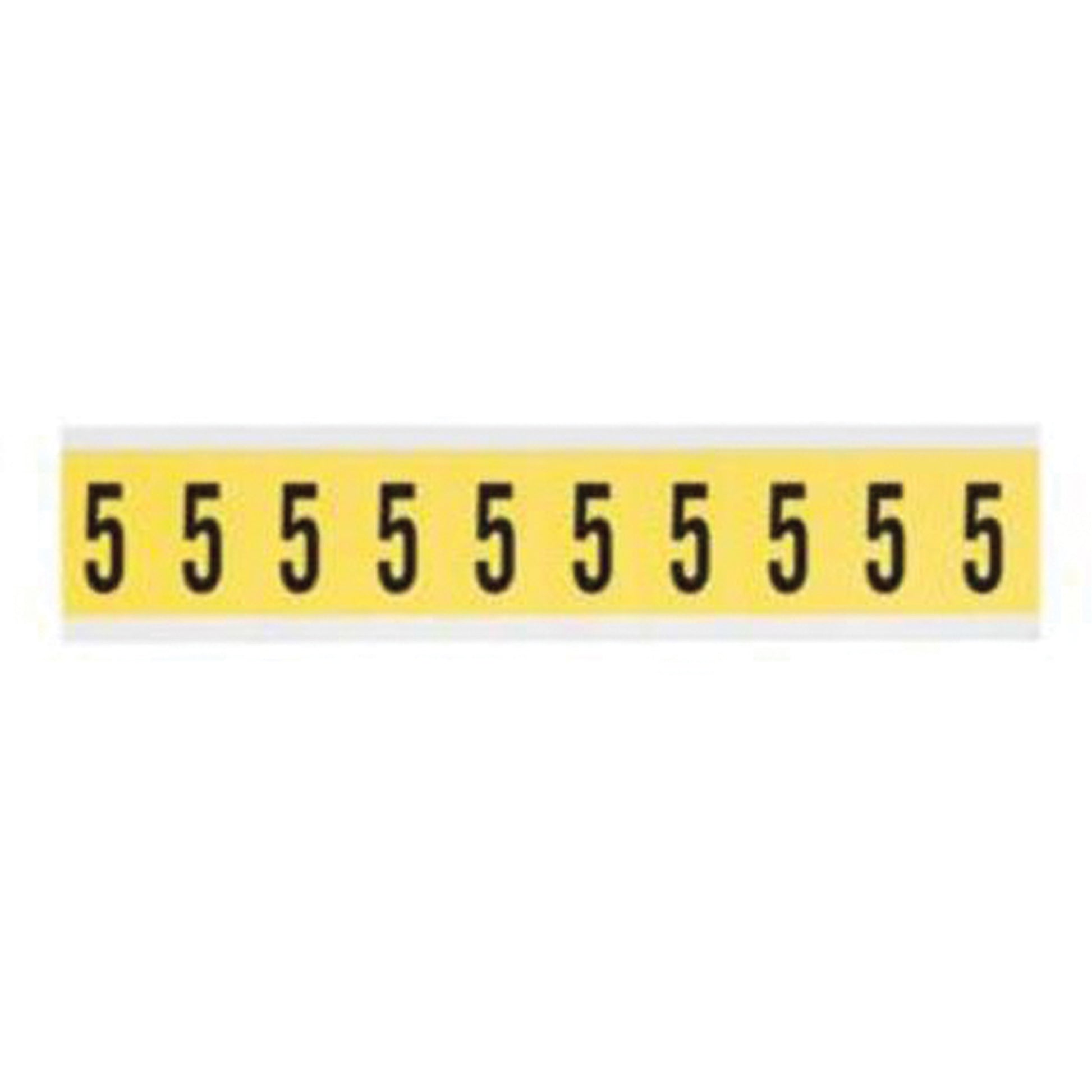 Brady Repositionable Individual Number and Letter Labels, 5, 1" H, Black on Yellow