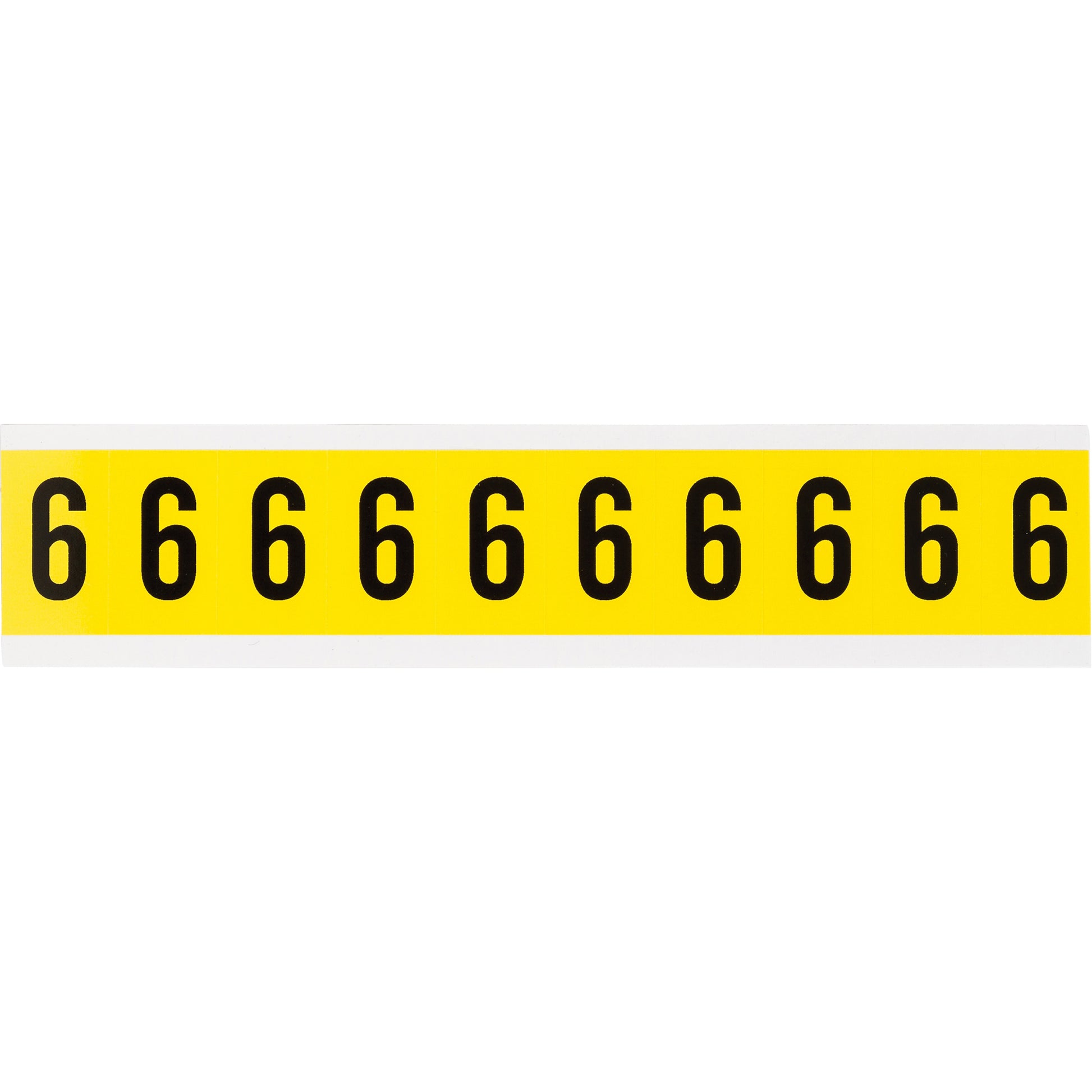 Brady Repositionable Individual Number and Letter Labels, 6, 1" H, Black on Yellow