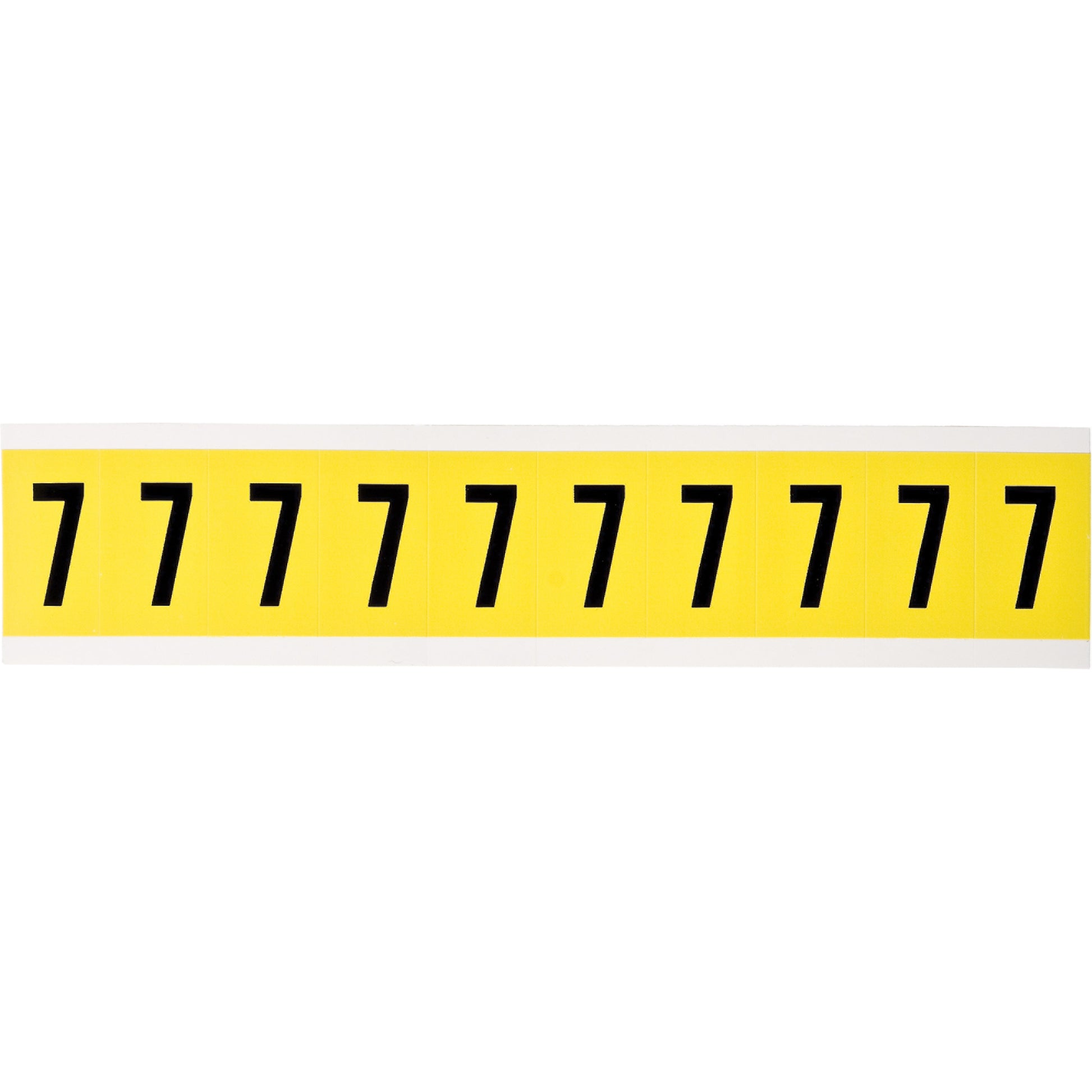 Brady Repositionable Individual Number and Letter Label, 7, 1" H, Black on Yellow