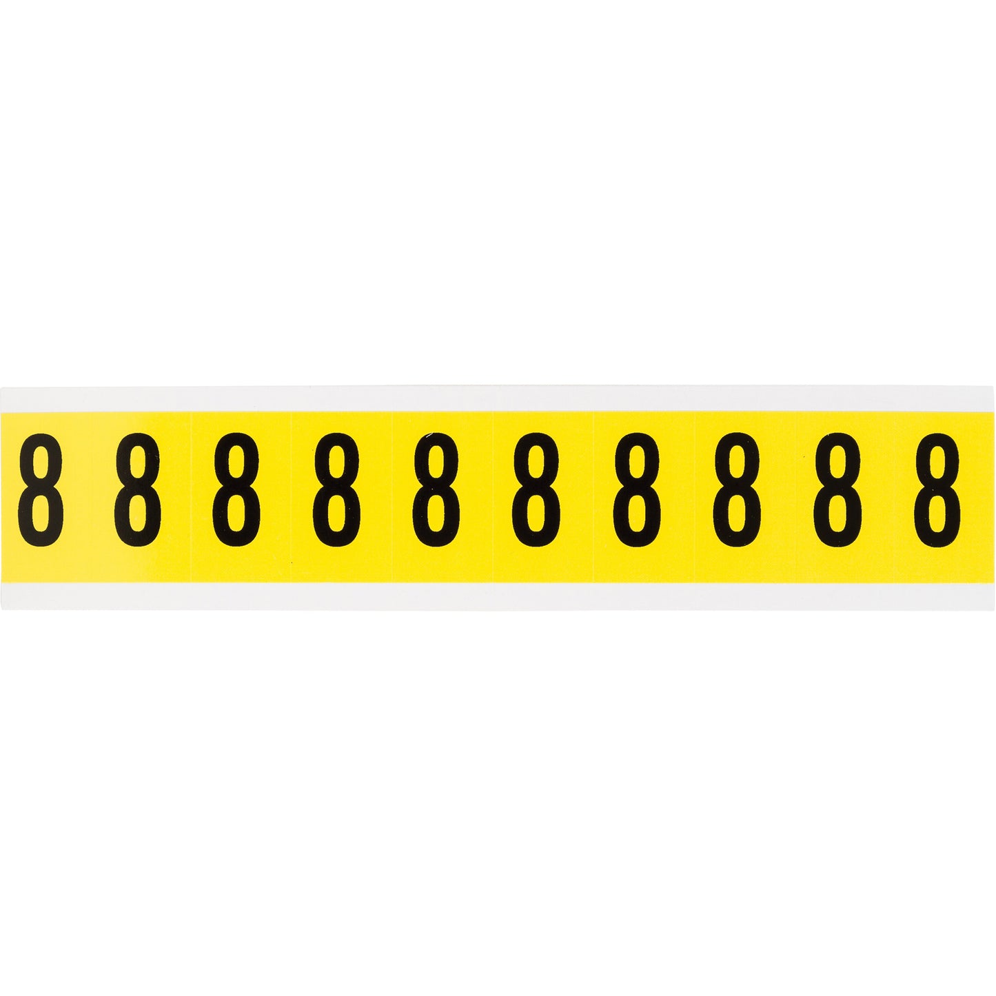 Brady Repositionable Individual Number and Letter Labels, 8, 1" H, Black on Yellow