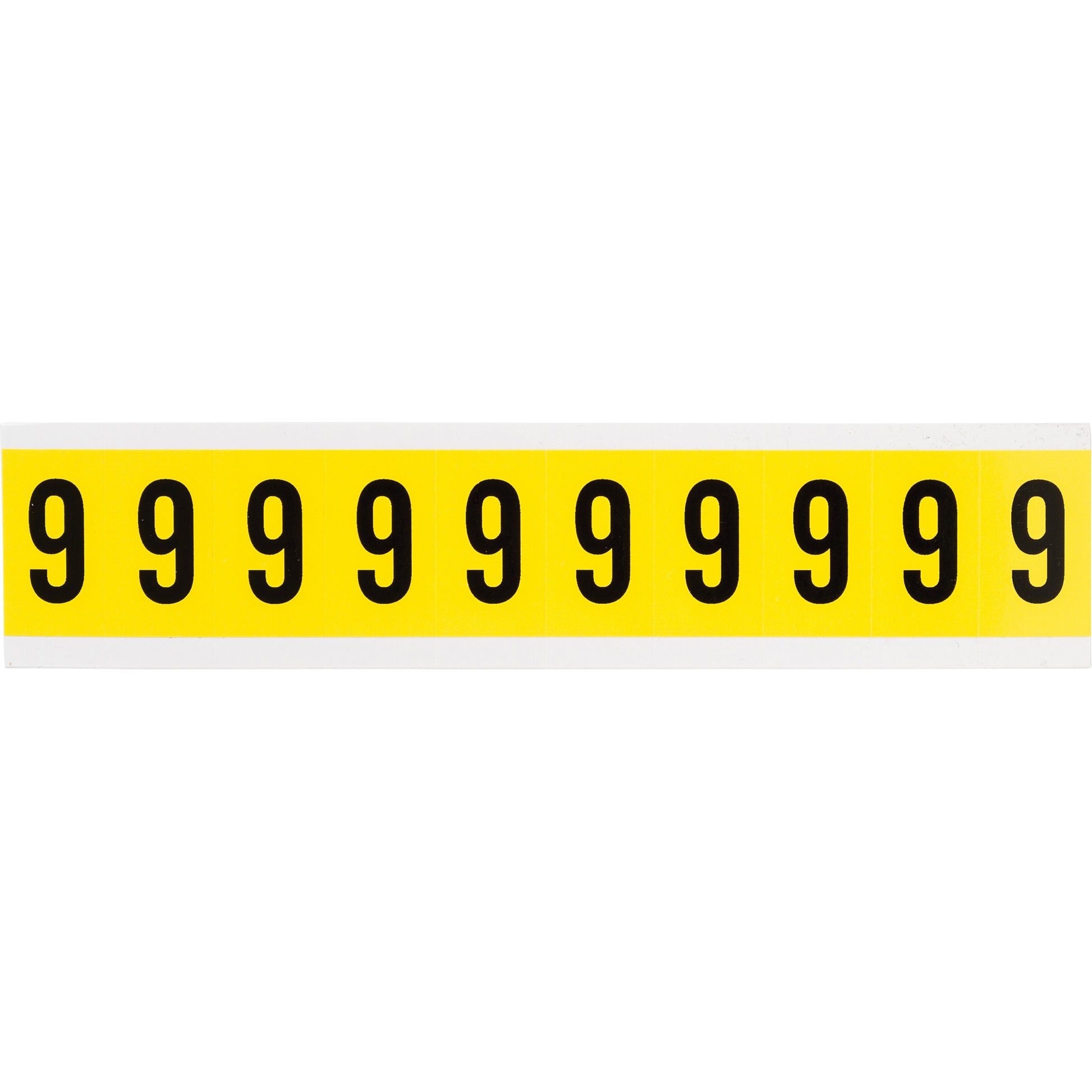 Brady Repositionable Individual Number and Letter Labels, 9, 1" H, Black on Yellow