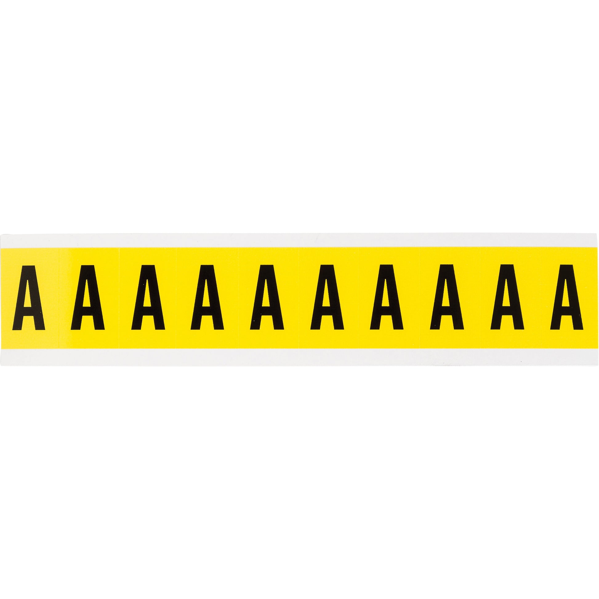 Brady Repositionable Individual Number and Letter Labels, A, 1" H, Black on Yellow