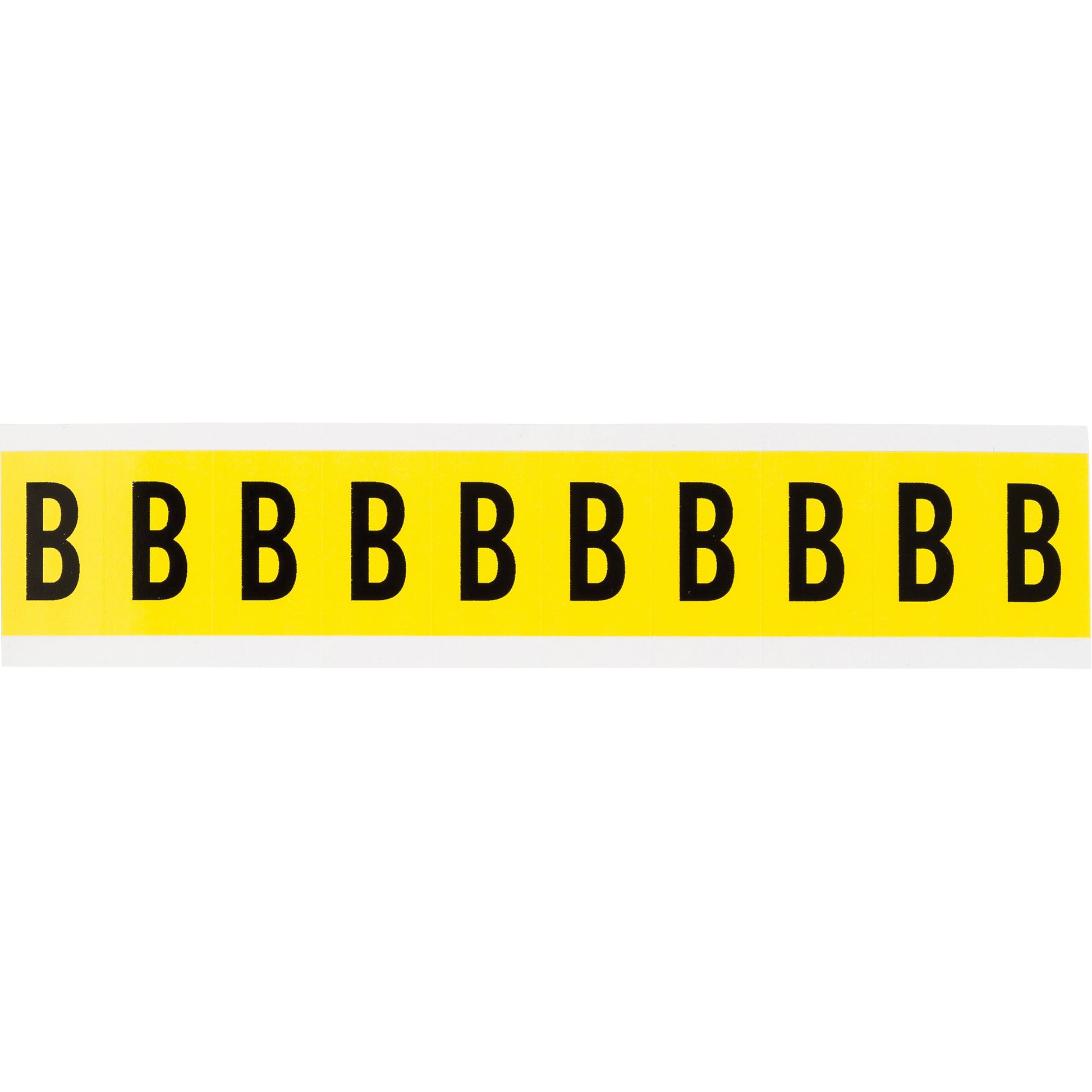 Brady Repositionable Individual Number and Letter Labels, B, 1" H, Black on Yellow