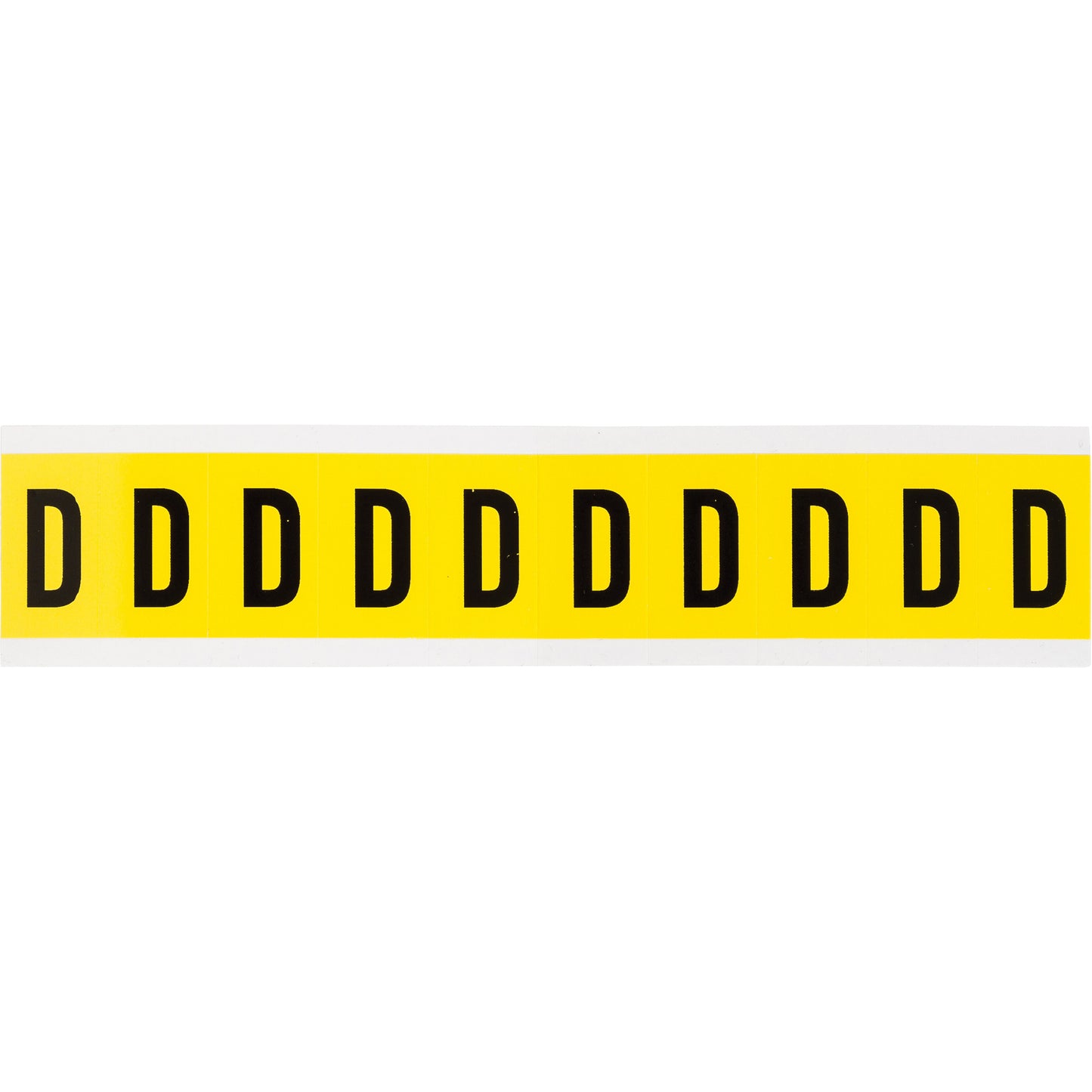 Brady Repositionable Individual Number and Letter Labels, D, 1" H, Black on Yellow