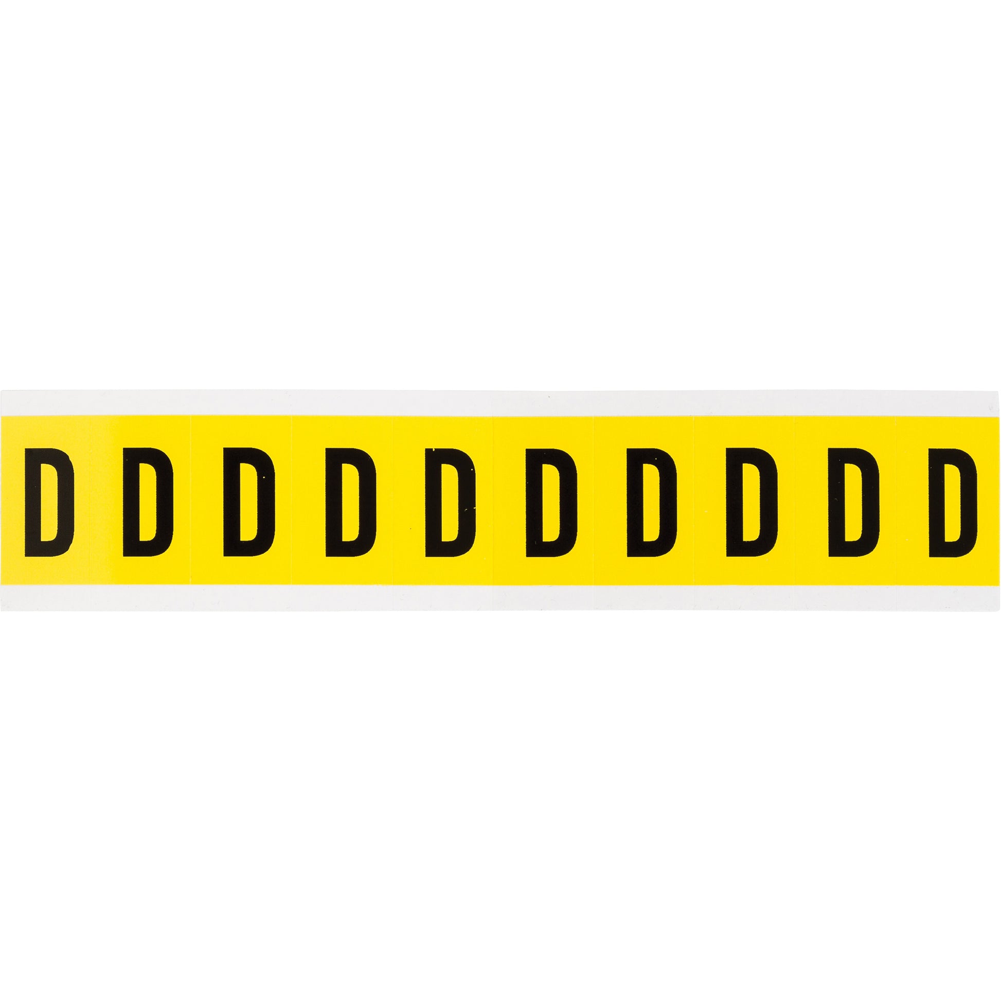 Brady Repositionable Individual Number and Letter Labels, D, 1" H, Black on Yellow
