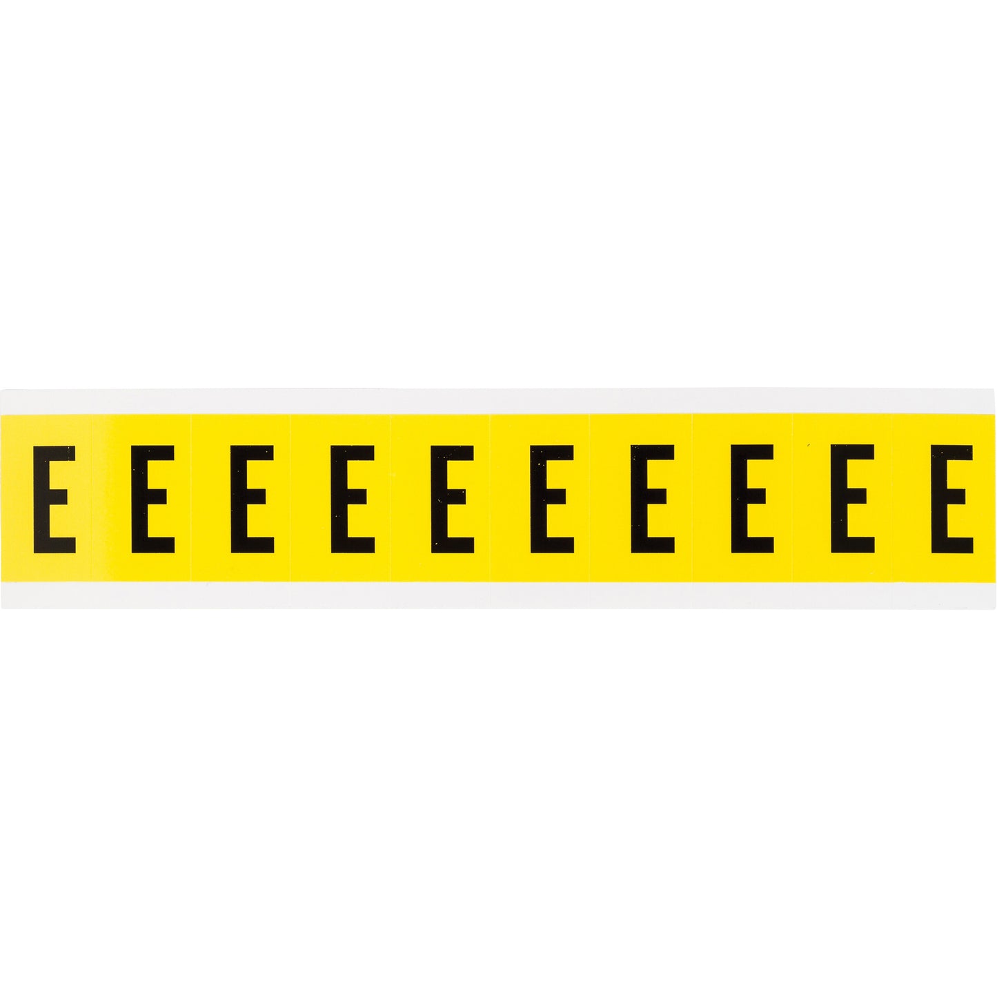 Brady Repositionable Individual Number and Letter Labels, E, 1" H, Black on Yellow