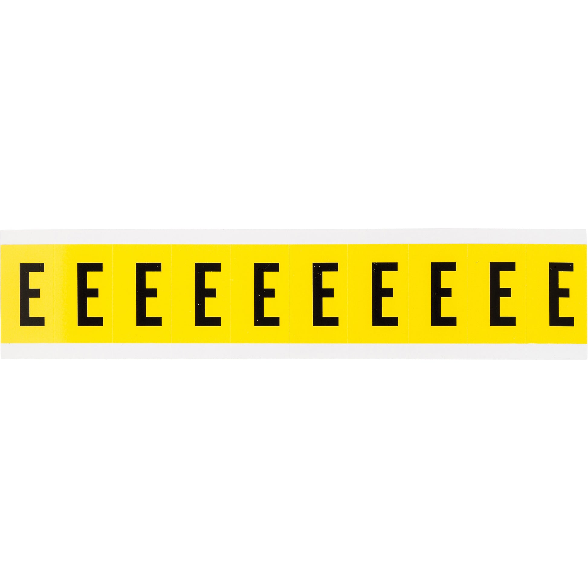 Brady Repositionable Individual Number and Letter Labels, E, 1" H, Black on Yellow