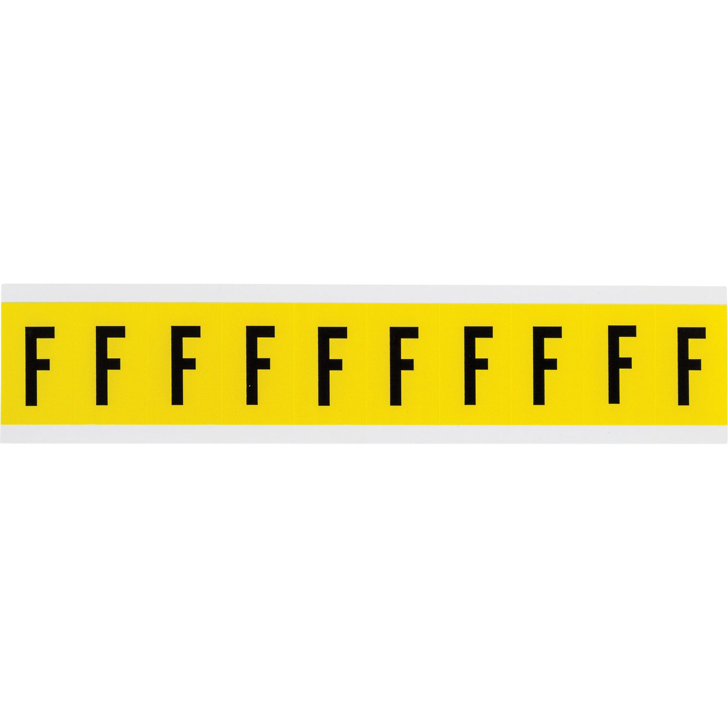 Brady Repositionable Individual Number and Letter Labels, F, 1" H, Black on Yellow