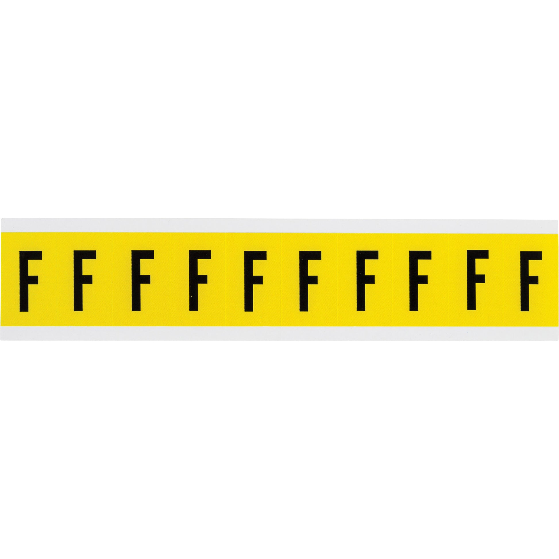 Brady Repositionable Individual Number and Letter Labels, F, 1" H, Black on Yellow