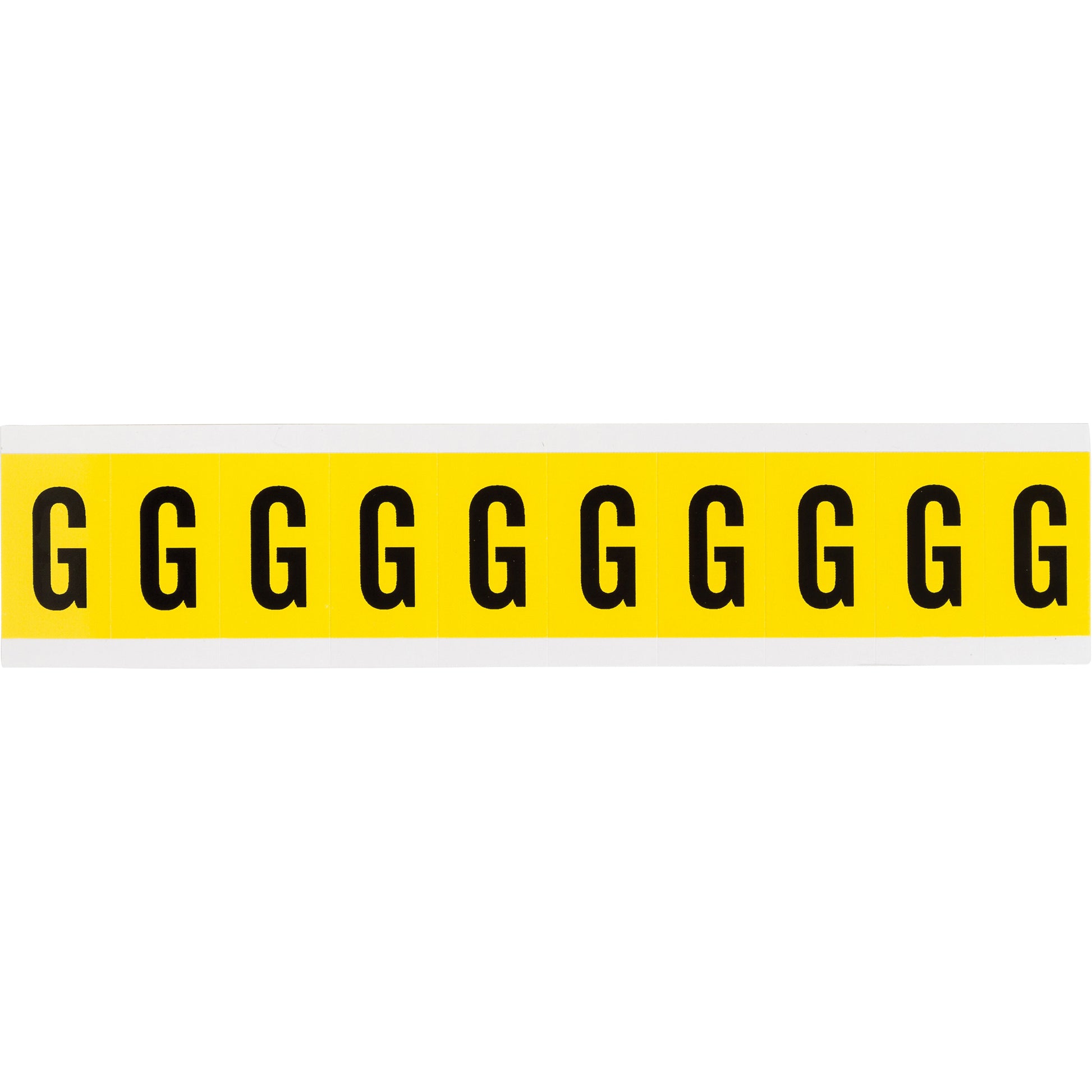 Brady Repositionable Individual Number and Letter Labels, G, 1" H, Black on Yellow