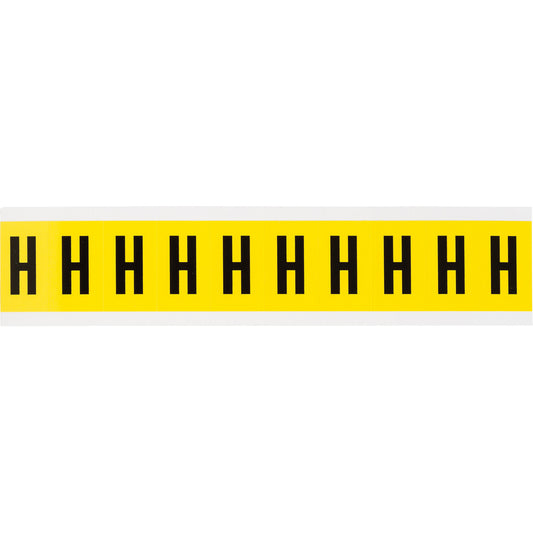Brady Repositionable Individual Number and Letter Labels, H, 1" H, Black on Yellow