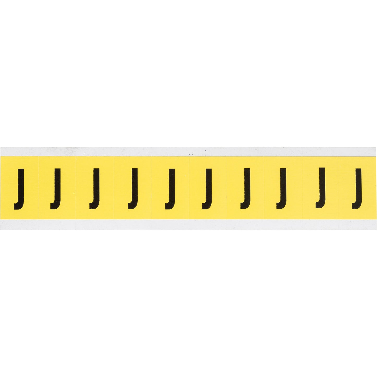 Brady Repositionable Individual Number and Letter Labels, J, 1" H, Black on Yellow