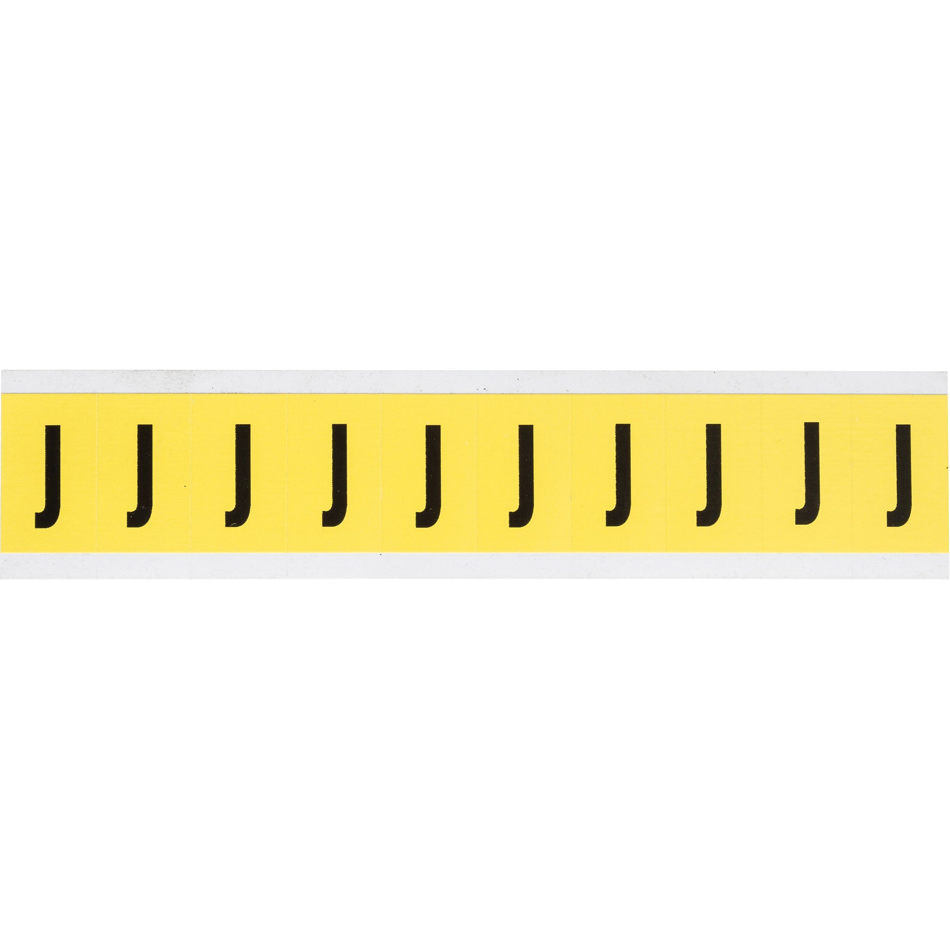 Brady Repositionable Individual Number and Letter Labels, J, 1" H, Black on Yellow