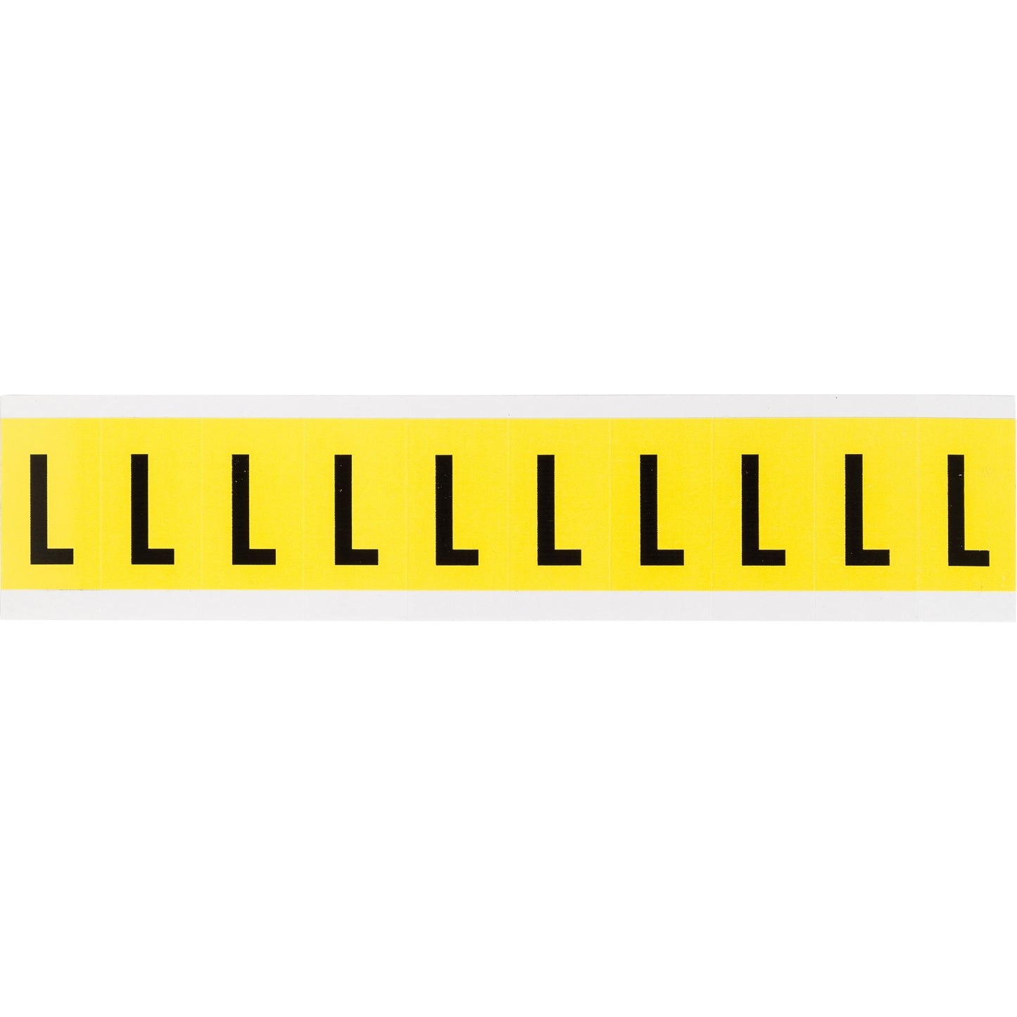 Brady Repositionable Individual Number and Letter Labels, L, 1" H, Black on Yellow