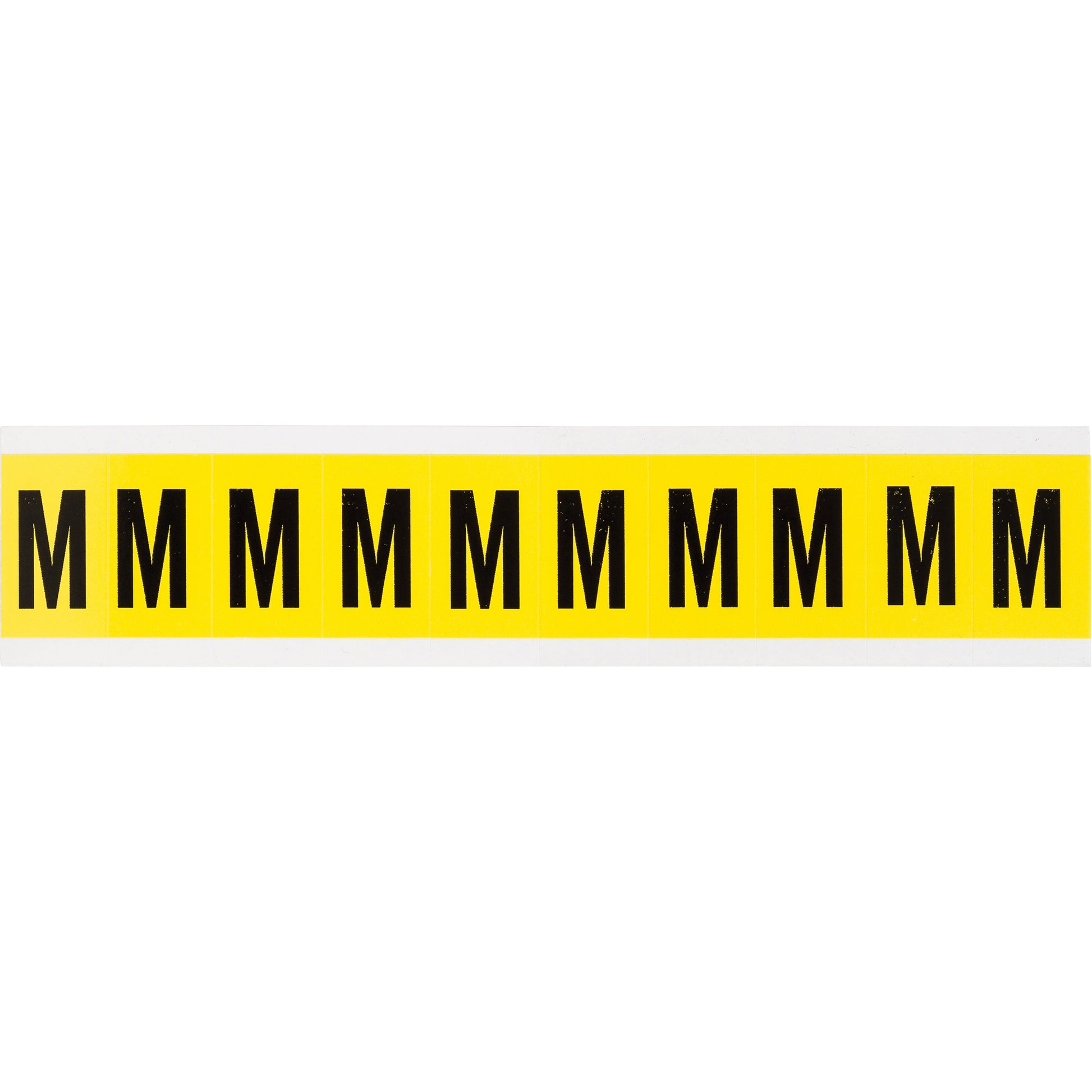 Brady Repositionable Individual Number & Letter Labels, M, 1" H, Black on Yellow