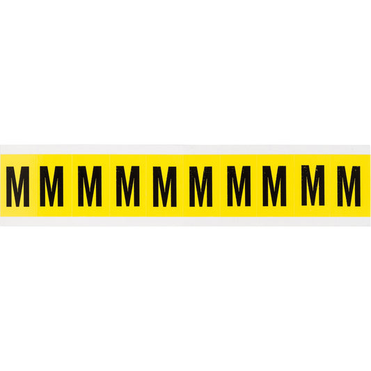 Brady Repositionable Individual Number & Letter Labels, M, 1" H, Black on Yellow