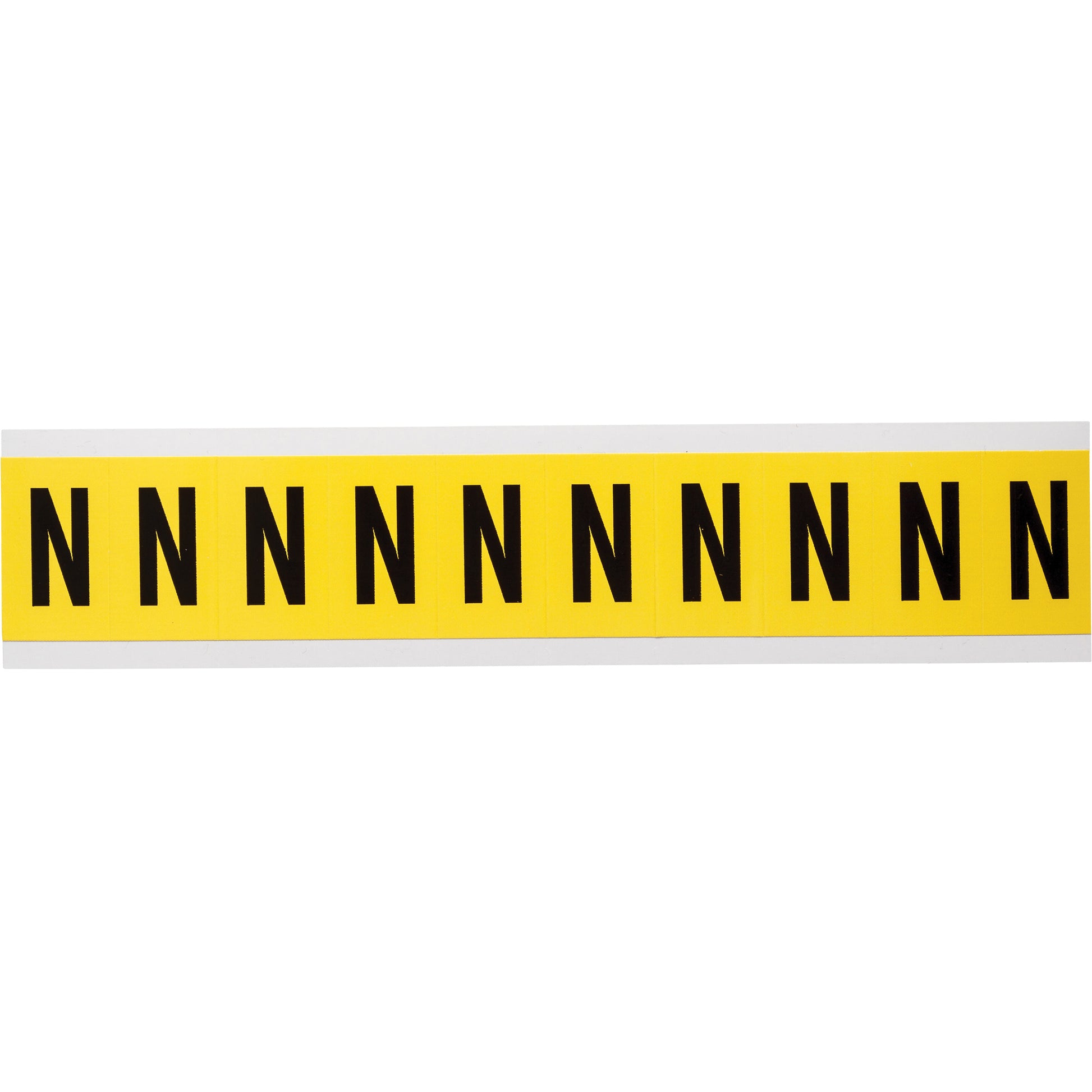 Brady Repositionable Individual Number & Letter Labels, N, 1" H, Black on Yellow