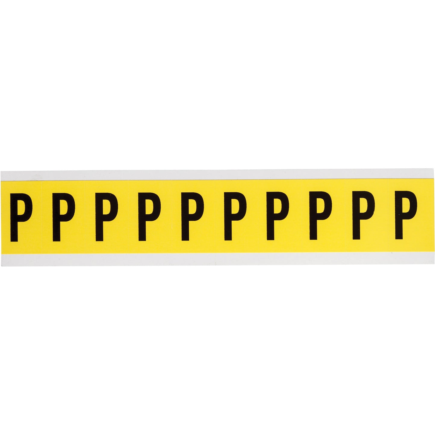 Brady Repositionable Individual Number & Letter Labels, P, 1" H, Black on Yellow