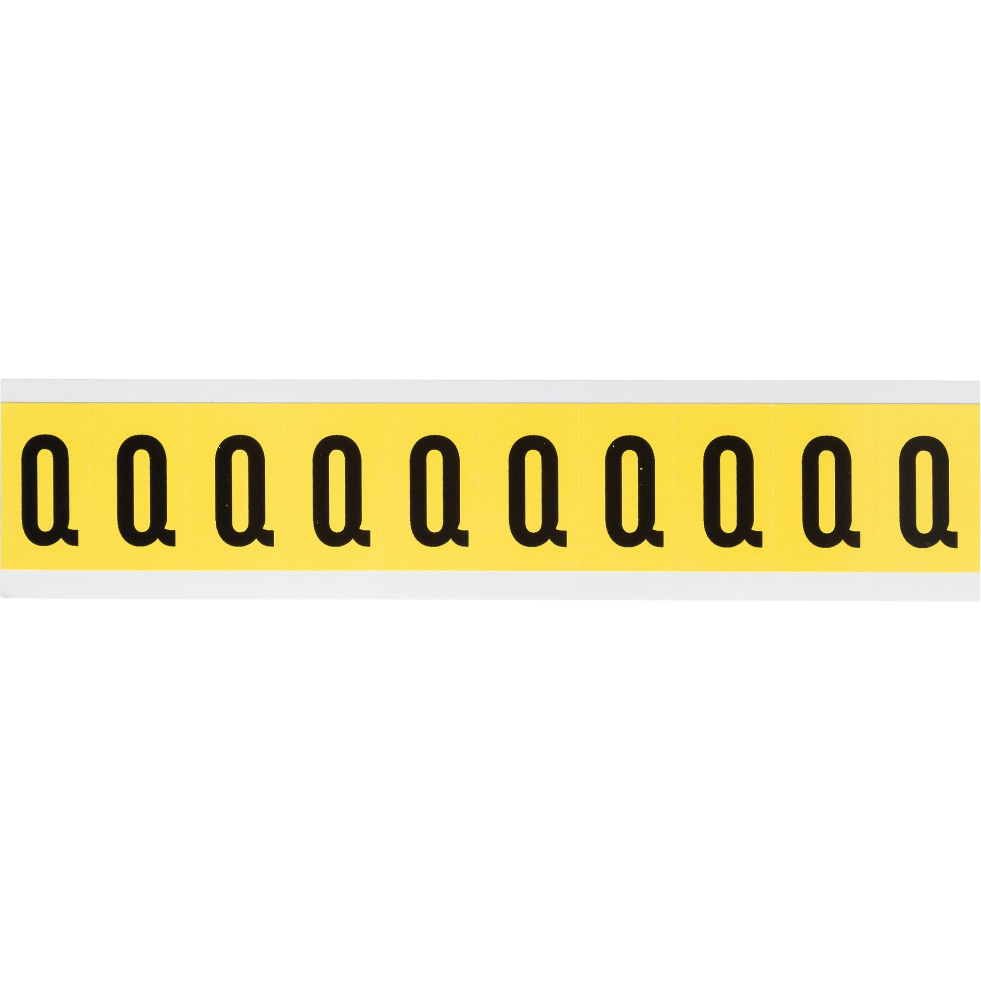 Brady Repositionable Individual Number & Letter Labels, Q, 1" H, Black on Yellow