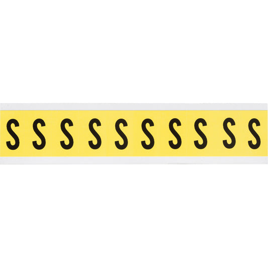 Brady Repositionable Individual Number & Letter Labels, S, 1" H, Black on Yellow