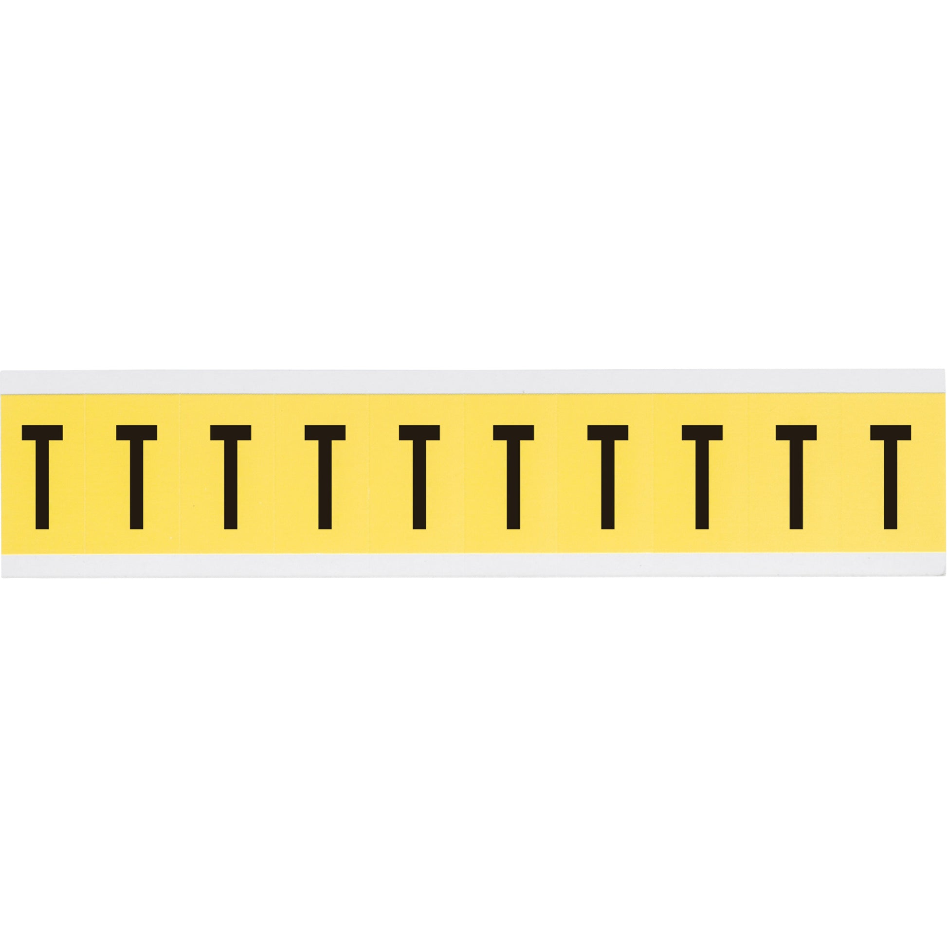 Brady Repositionable Individual Number & Letter Labels, T, 1" H, Black on Yellow