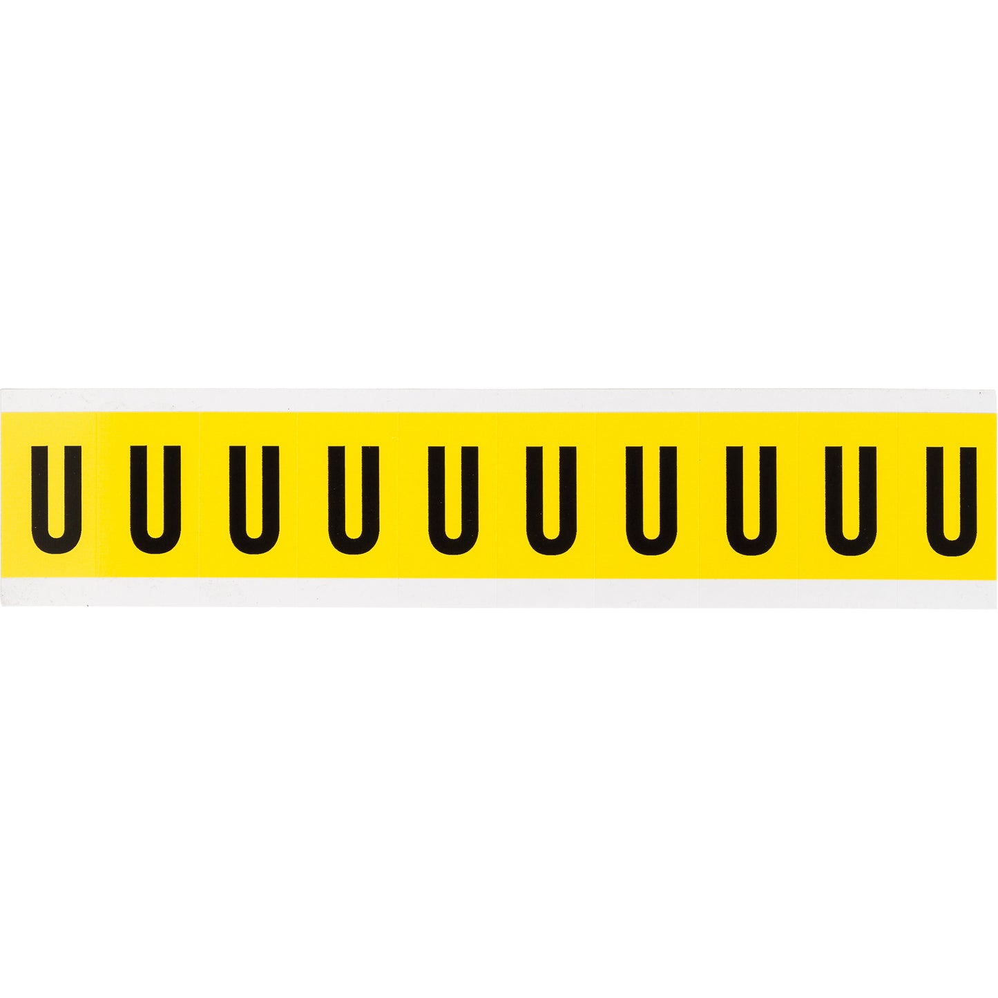 Brady Repositionable Individual Number & Letter Label, U, 1" H, Black on Yellow