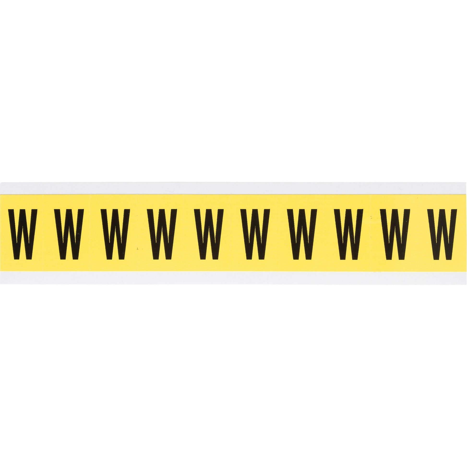 Brady Repositionable Individual Number & Letter Labels, W, 1" H, Black on Yellow