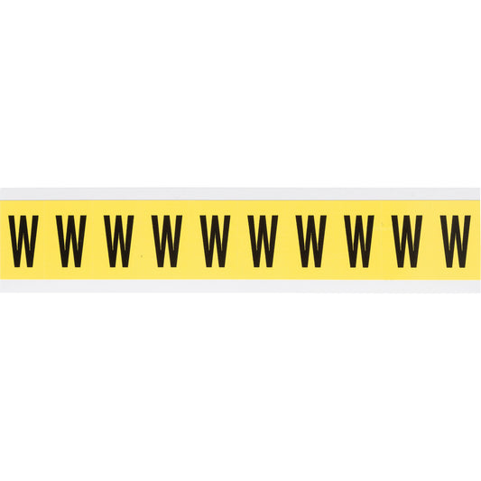 Brady Repositionable Individual Number & Letter Labels, W, 1" H, Black on Yellow