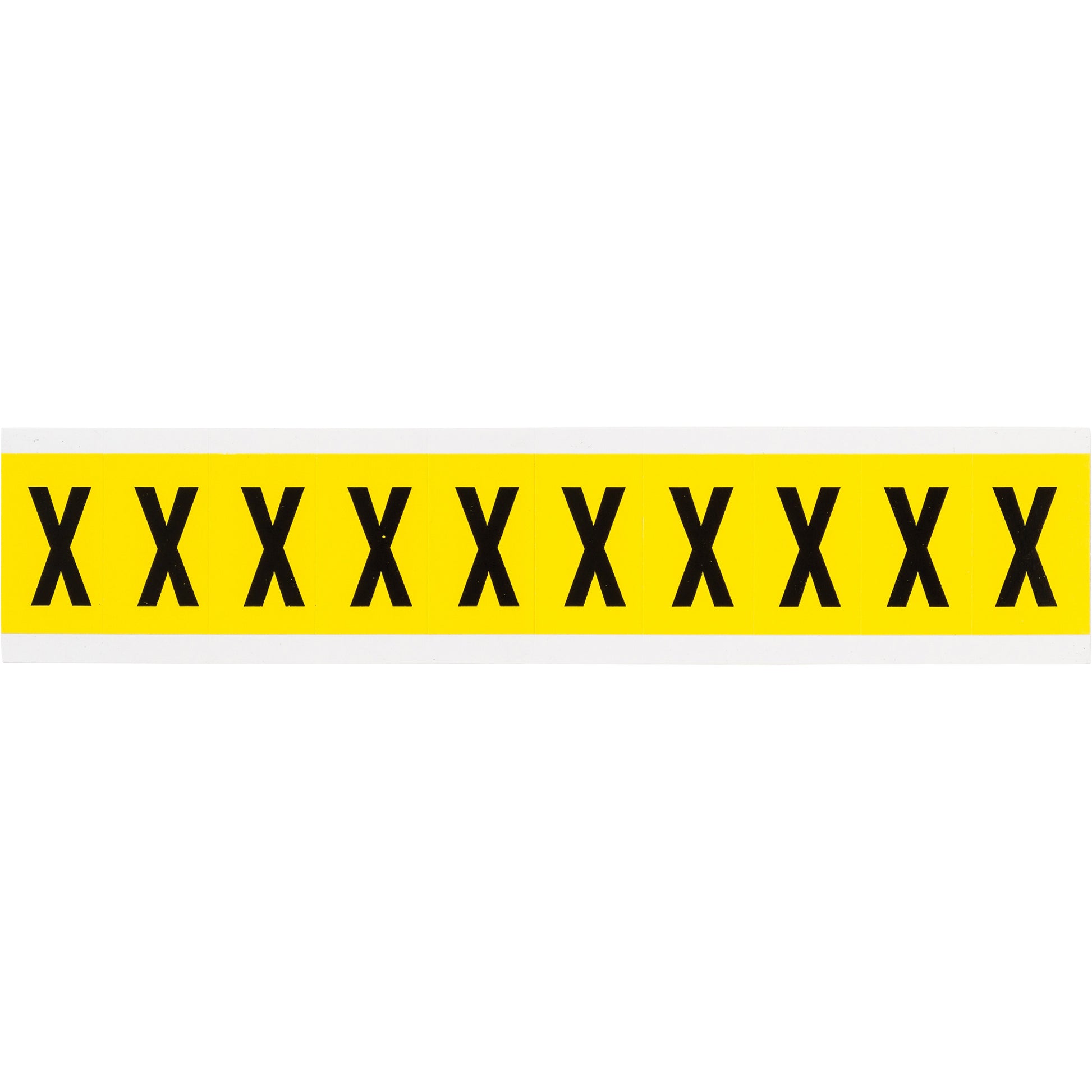Brady Repositionable Individual Number & Letter Labels, X, 1" H, Black on Yellow