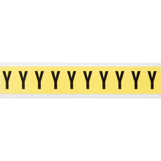 Brady Repositionable Individual Number & Letter Labels, Y, 1" H, Black on Yellow