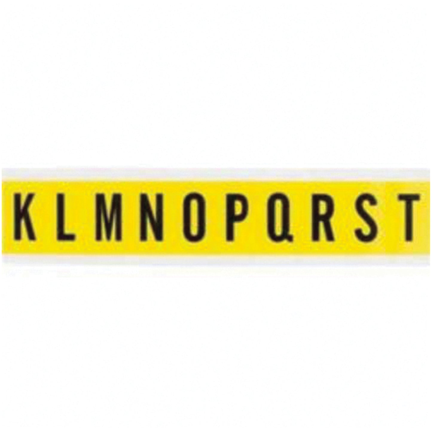 Brady Repositionable Individual Number and Letter Labels, K/L/M/N/O/P/Q/R/S/T, 1" H, Black on Yellow