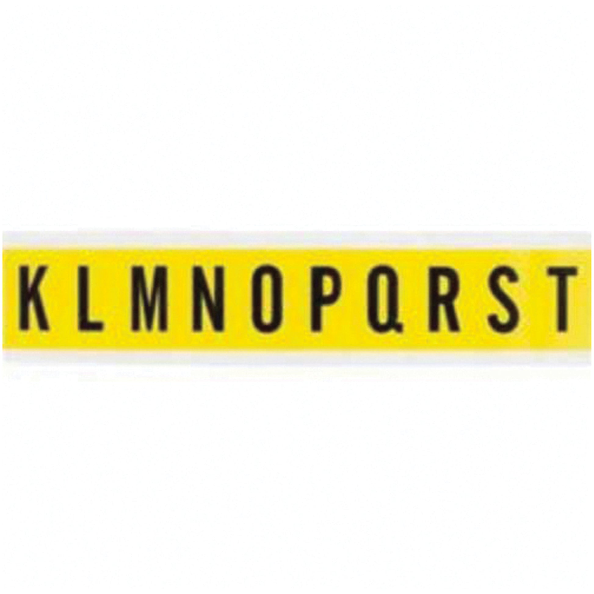 Brady Repositionable Individual Number and Letter Labels, K/L/M/N/O/P/Q/R/S/T, 1" H, Black on Yellow