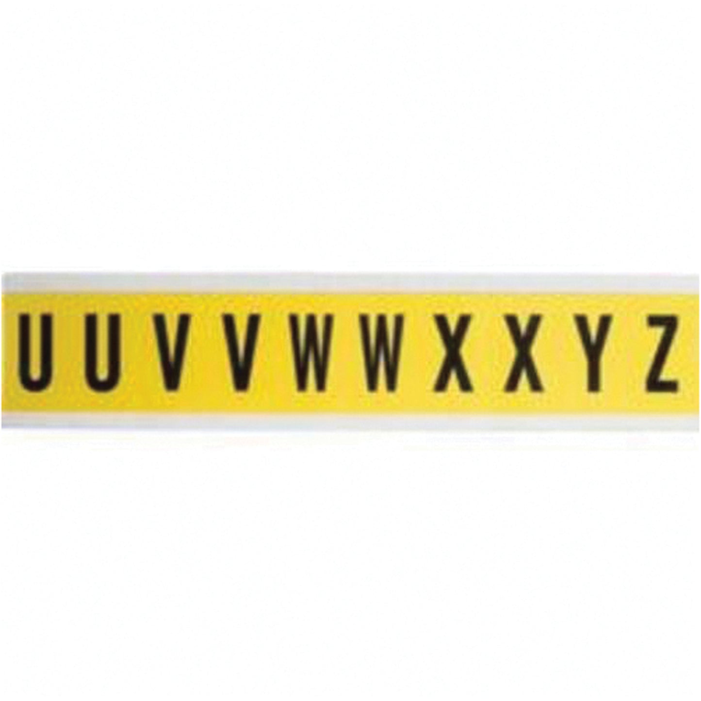 Brady Repositionable Individual Number and Letter Labels, U/V/W/X/Y/Z, 1" H, Black on Yellow