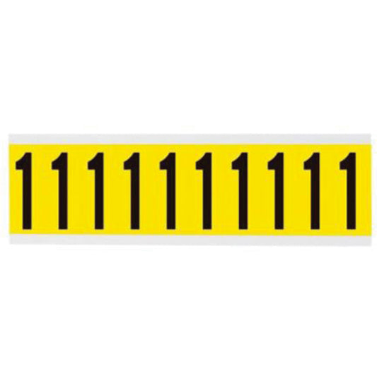 Brady Repositionable Individual Number and Letter Labels, 1, 2" H, Black on Yellow