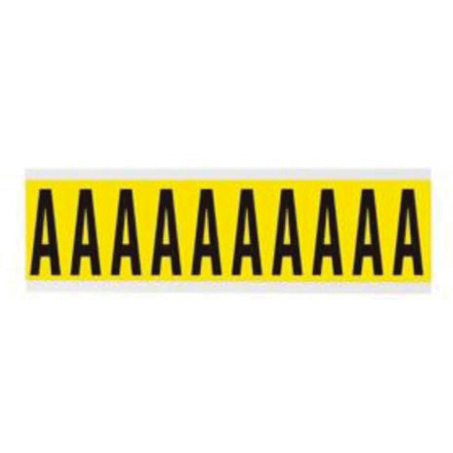 Brady Repositionable Individual Number and Letter Labels, A, 2" H, Black on Yellow