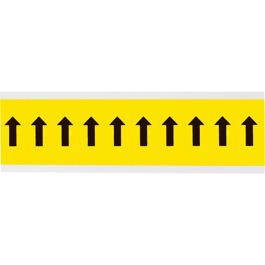 Brady Repositionable Individual Number and Letter Labels, Arrow Symbol, 2" H, Black on Yellow