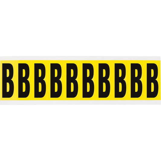 Brady Repositionable Individual Number and Letter Labels, B, 2" H, Black on Yellow
