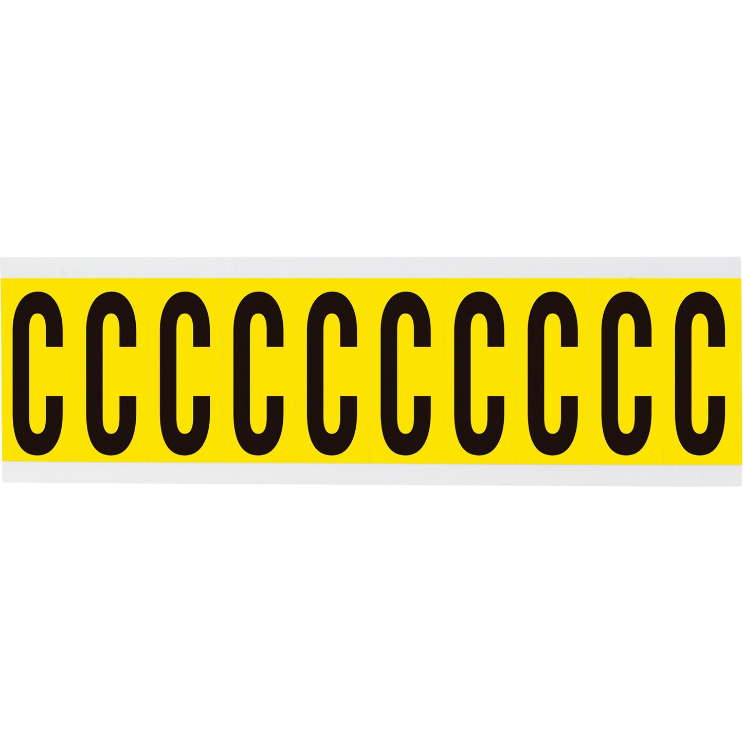 Brady Repositionable Individual Number and Letter Label, C, 2" H, Black on Yellow