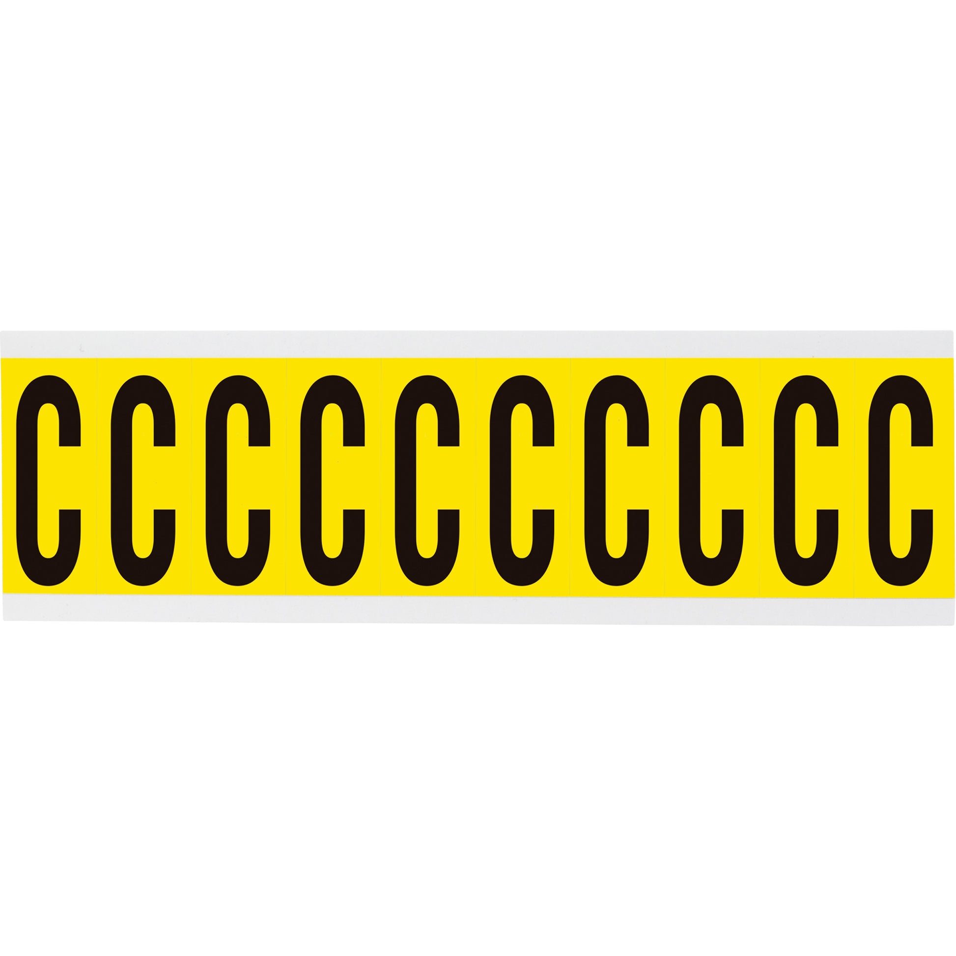 Brady Repositionable Individual Number and Letter Label, C, 2" H, Black on Yellow
