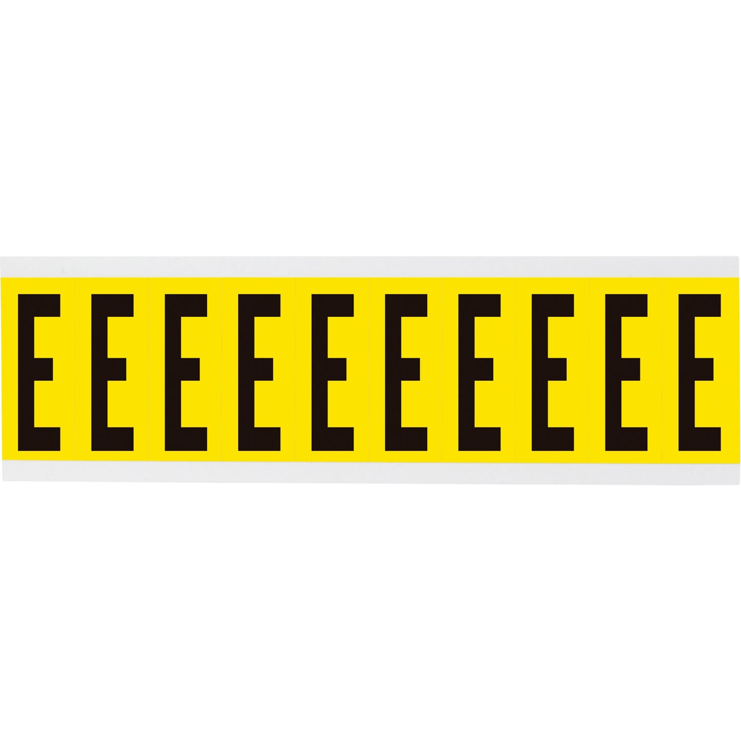 Brady Repositionable Individual Number and Letter Labels, E, 2" H, Black on Yellow